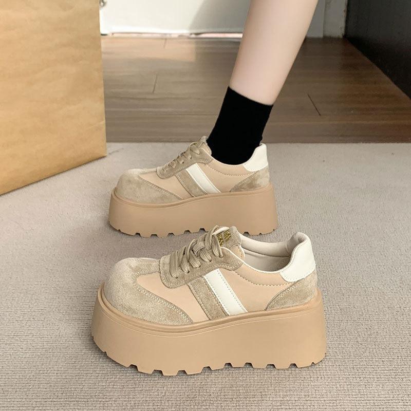 

Small super platform women s shoes are not tired of feet, new versatile casual height increase single shoes lace-up casual shoes women 40