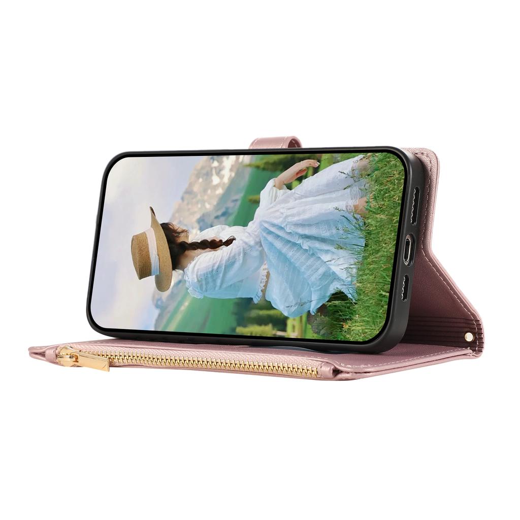 For Google Pixel 9 Pro XL Case Multi Card Slots Zipper Rhombus Leather Phone Cover with Wrist Strap