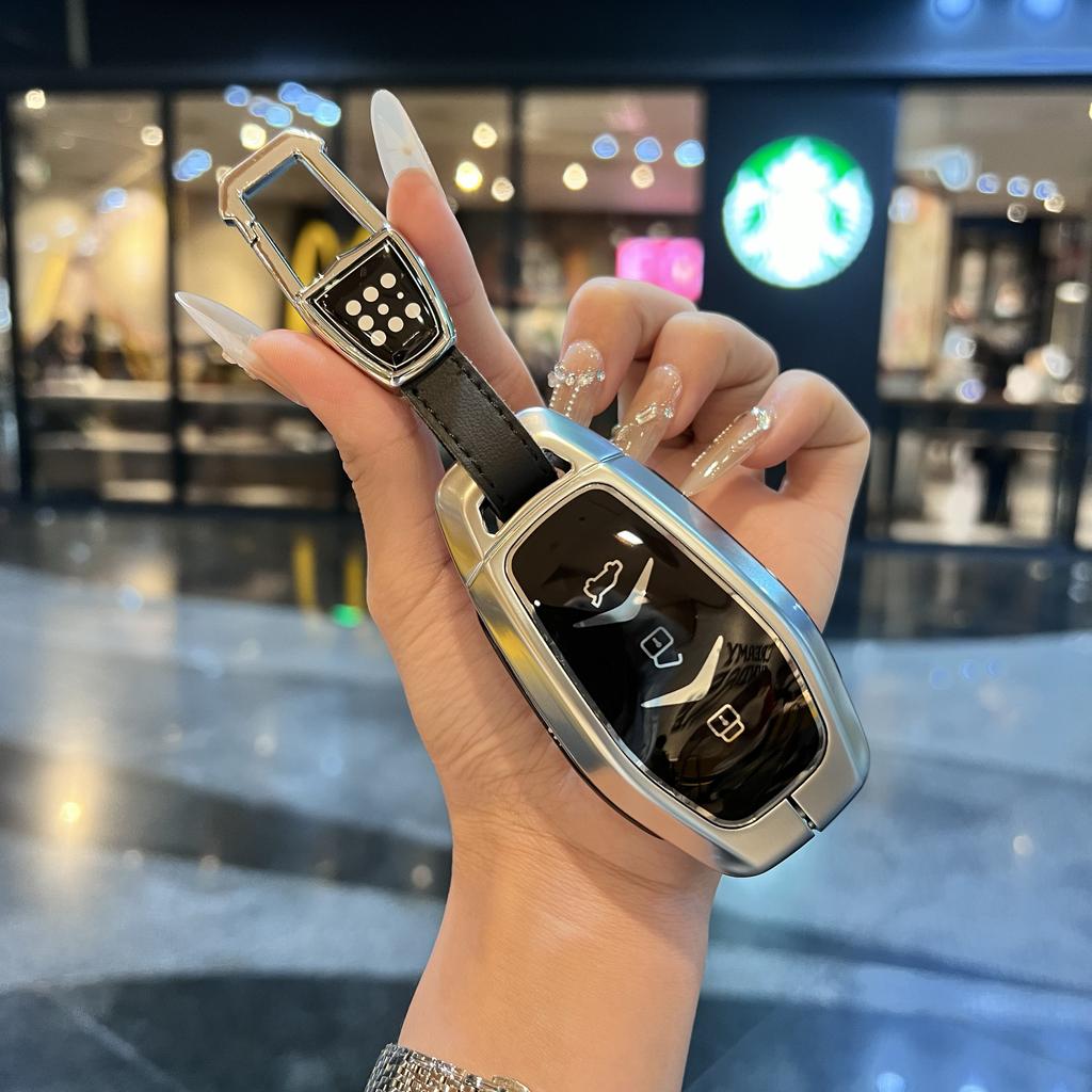 Car Zinc Alloy Leather Car Key Case Cover Holder For Dongfeng Fengguang Seres Evolute I-Space I-Pro Landian E5 Car Styling