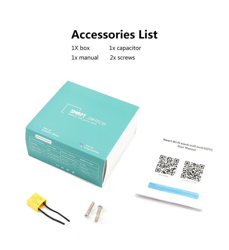 For 1 Gang Smart Wall Glass LED Touch Panel Light Switch WIFI Remote Controlled Max. 10A Smart Life Zigbee Network