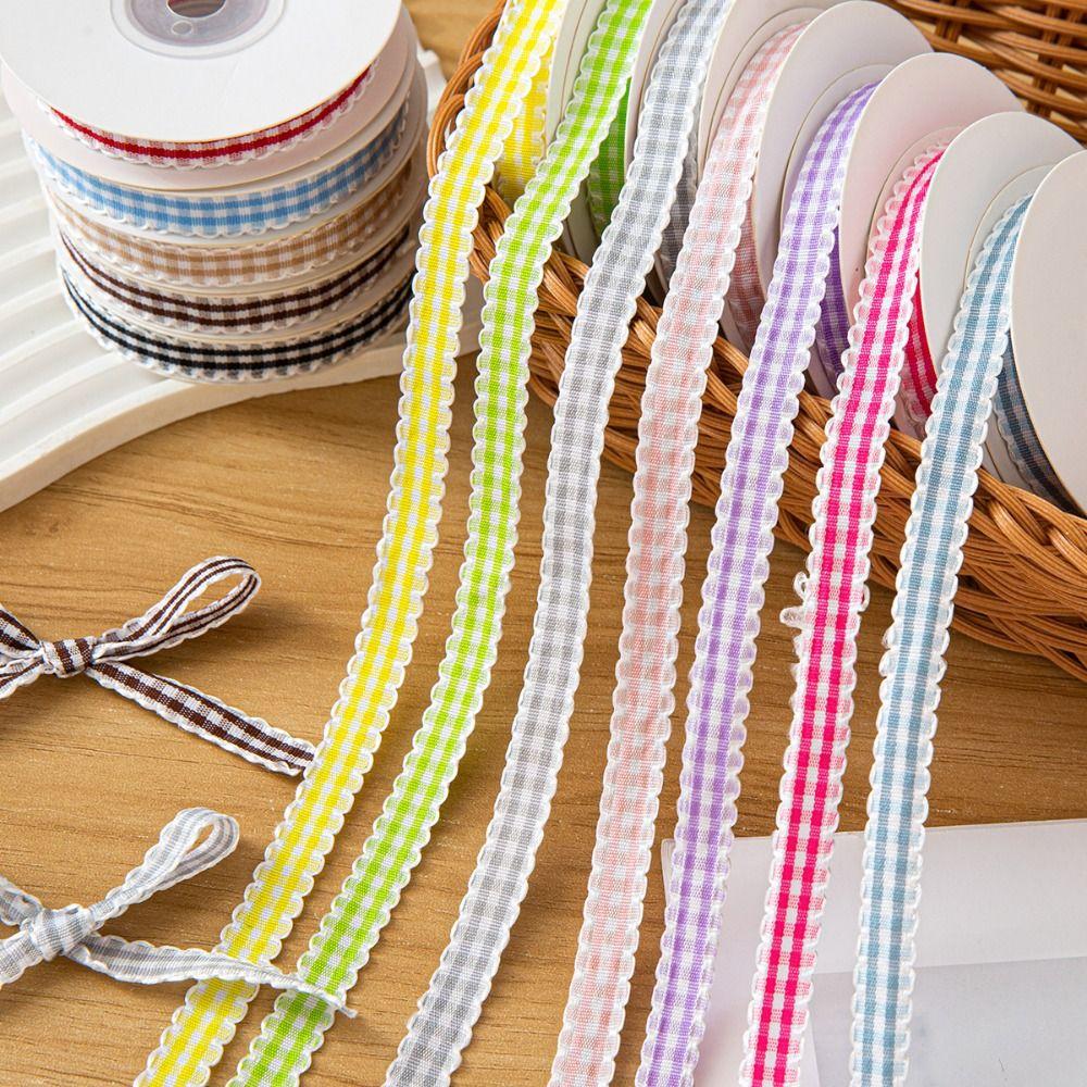 10 Yard Plaid Ribbon 1CM Reusable Roll of Satin Ribbon Easy Cut Gift Wrapping Bouquets Gingham Ribbons Flower Bouquet Wrapping