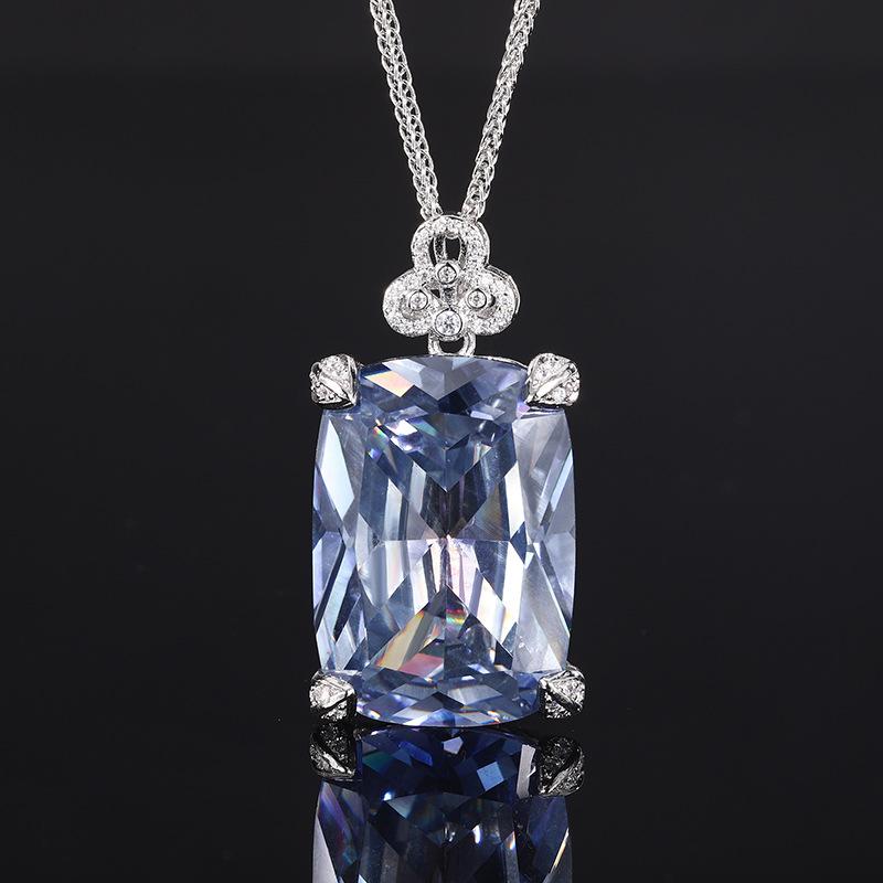 New Jewelry Copper Bottom Gold-Plated Fashion Imitation Color Treasure Generous Diamond Pendant Necklace Main Stone 20 * 28