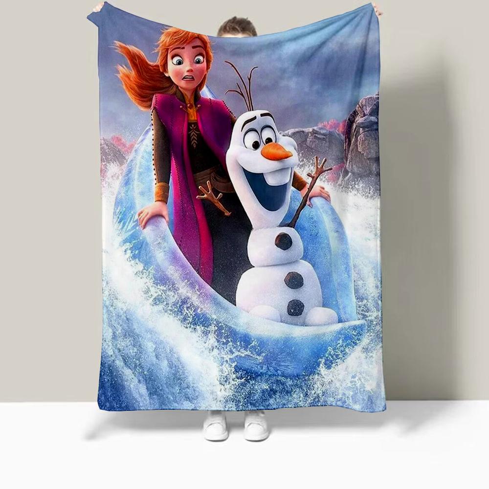 Frozen Elsa Cartoon Printed Blanket Oversized Bedding Sofa Soft Travel Warm Flannel Bedroom Blanket Children Girls Gift