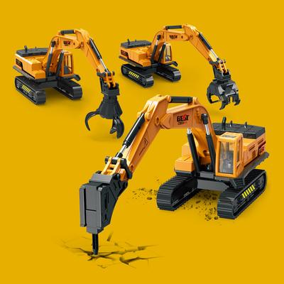 Simuliertes technisches Autospielzeug für Kinder, Brecher, Steingreifer, Holzgreifer, Kranmodell, Automodell für Jungen, Geburtstagsgeschenk P128