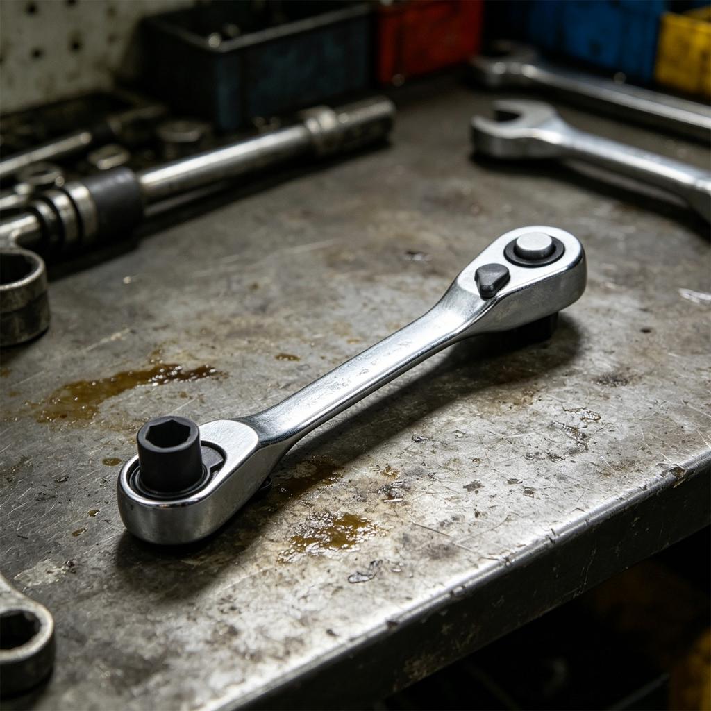 Chrome Vanadium 1/4 Inch Double Ended Ratchet Wrench 72 Tooth Quick Action