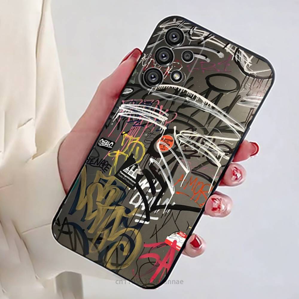 Graffiti Phone Case For Samsung Galaxy A13,21s,22,31,32,52,53,71,80,A91 Soft Black Shell