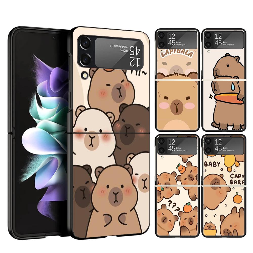 Funny Capybara Cartoon Animal Phone Case For Samsung Galaxy Z Flip 7 6 5 4 3 5G Cover ZFlip7 ZFlip6 ZFlip4 ZFlip5 ZFlip3 Coque F