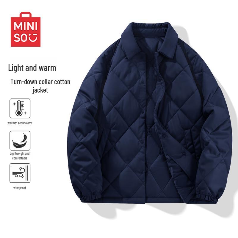 MINISO Men's Lapel Winter Fleece-Lined Padded Jacket