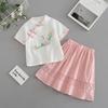 Kız Çocuk Yabancı Stil Retro Çin Stili Hanbok Takımı Küçük Kız Çiğsam Yarım Etek Yaz İki Parça Takım