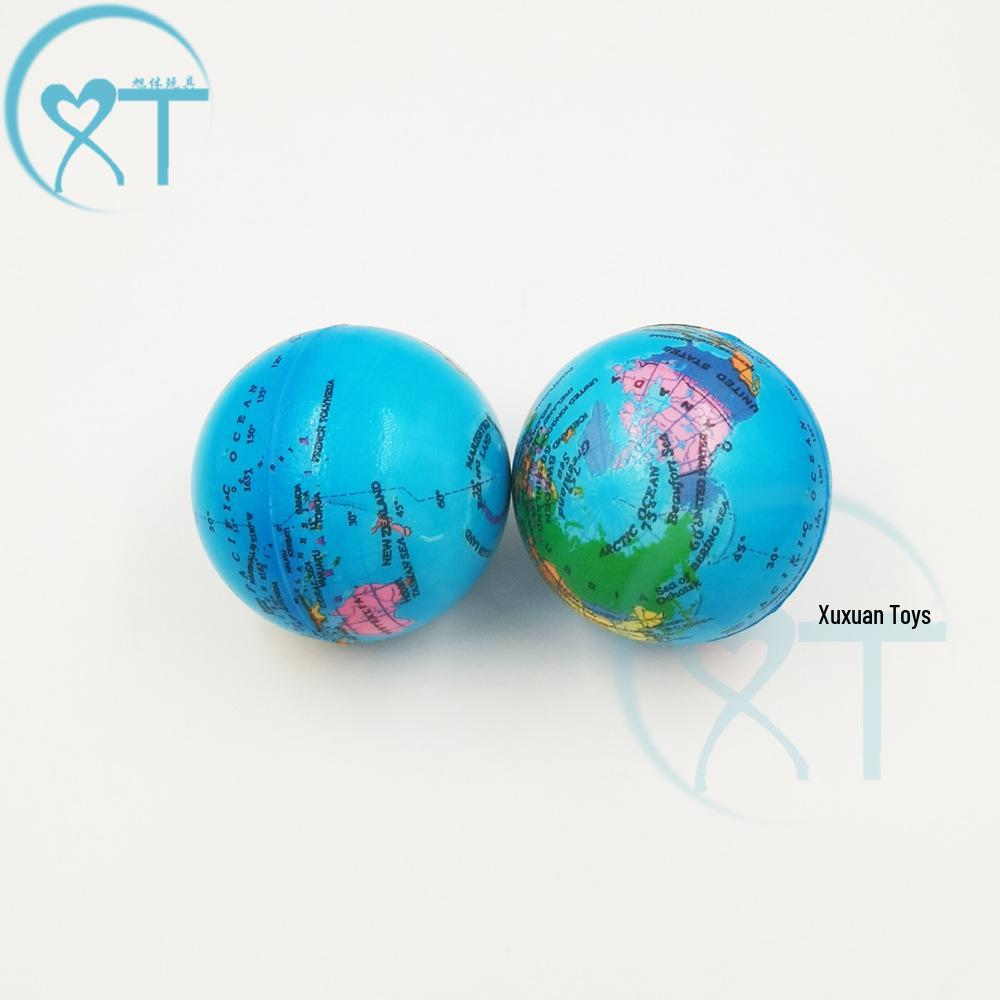 76mm PU Foam Globe Decompression Toy Ball for Kids