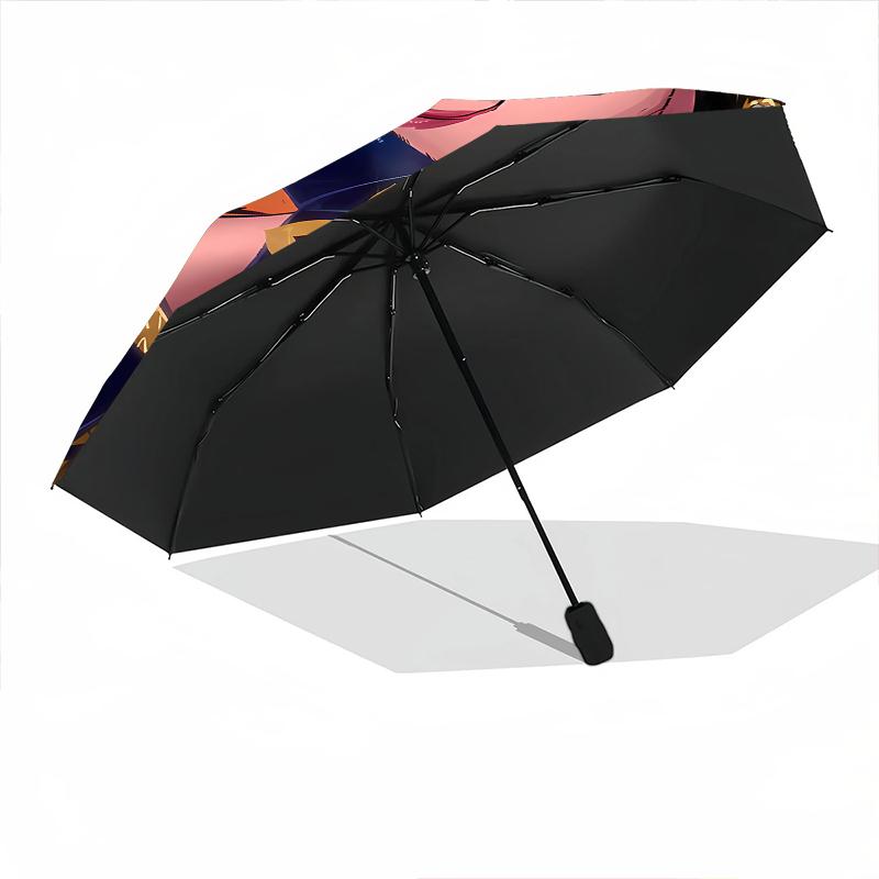 1pc Music Fans, K-Pop, Devil Hunter Umbrella Portable Folding Umbrella Iron Frame Hole Bone Structure Outdoor Home Umbrella
