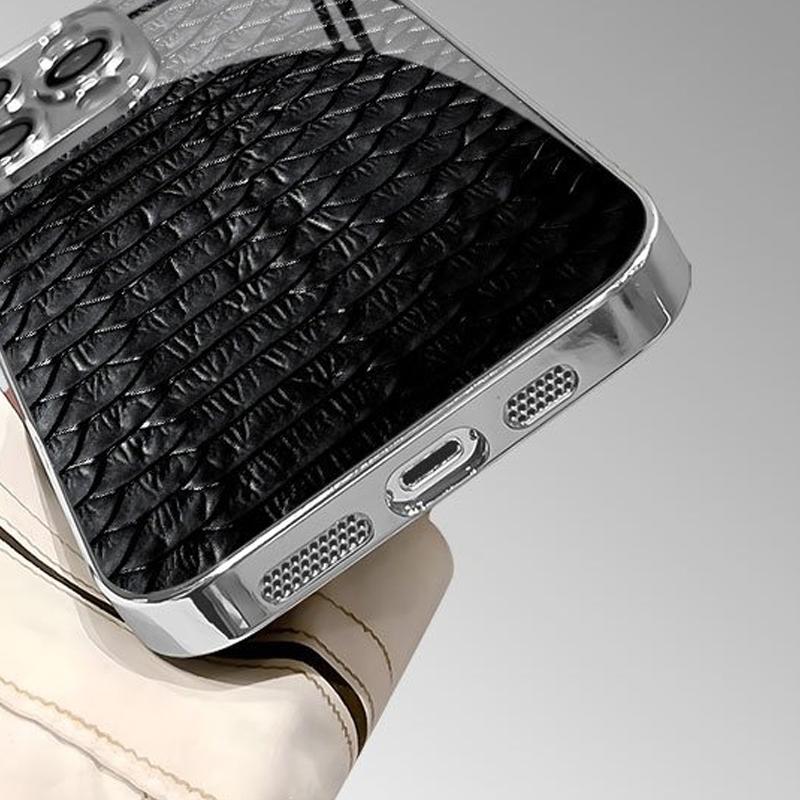 Custodia Lussuosa Nera con Texture Pelle di Serpente Elettroplaccata per Samsung Galaxy S26 S25 S24 S23 Ultra Plus FE Copertura in Vetro Temperato