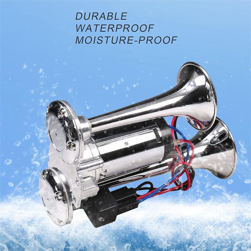 Super Loud 150DB Car Electric Dual Trumpet Horns 12V 24V Air Horn Speaker for Car SUV Vehicle Boat Train Motorcycle RV Truck