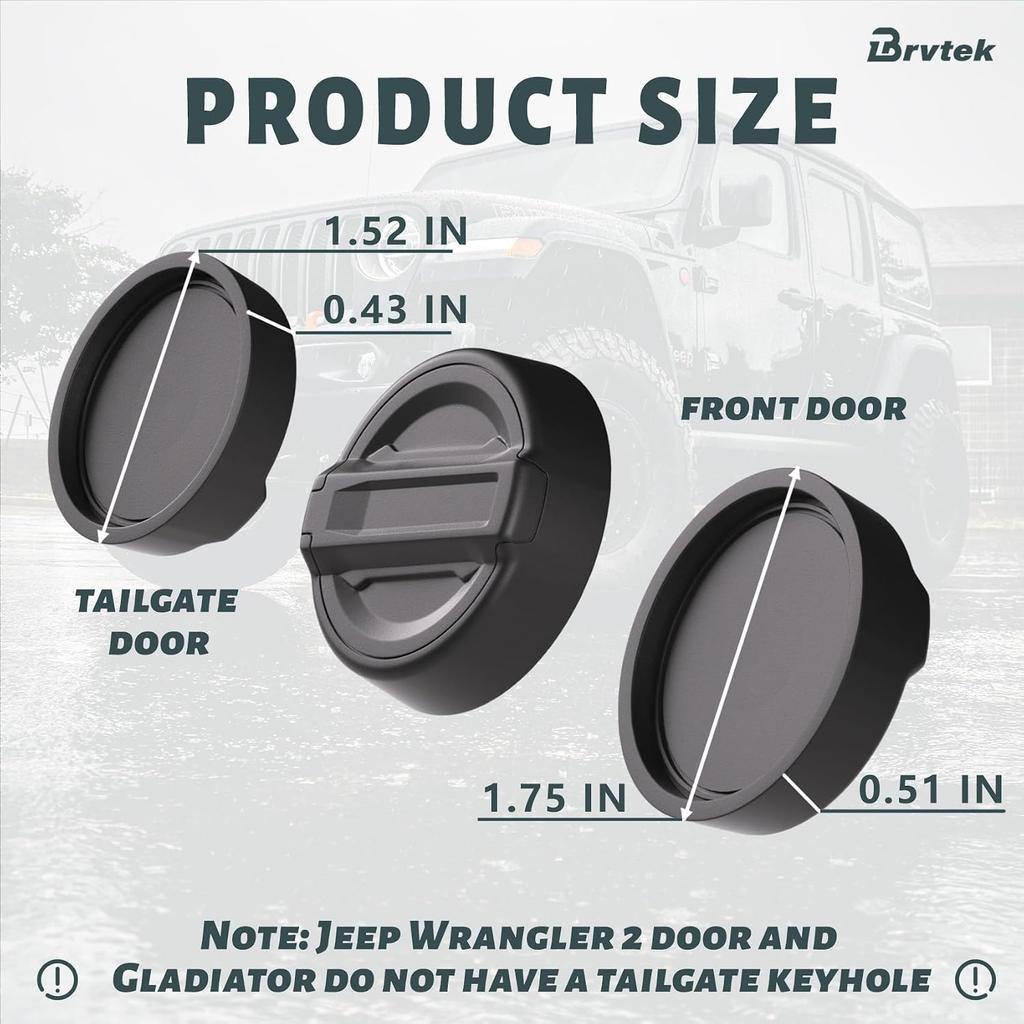 For Jeep Keyhole Cover, for 2018-2024 Jeep Wrangler JL & Gladiator JT, Door Lock Cover for Wrangler, Front Door Keyhole Cover 1 Pcs, 5 Years Warranty