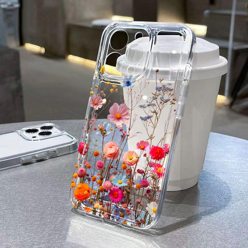 Watercolor Purple Lavender Floral Clear Phone Case for iPhone 17 16 15 14 13 12 11 16E Series Pro Max Plus