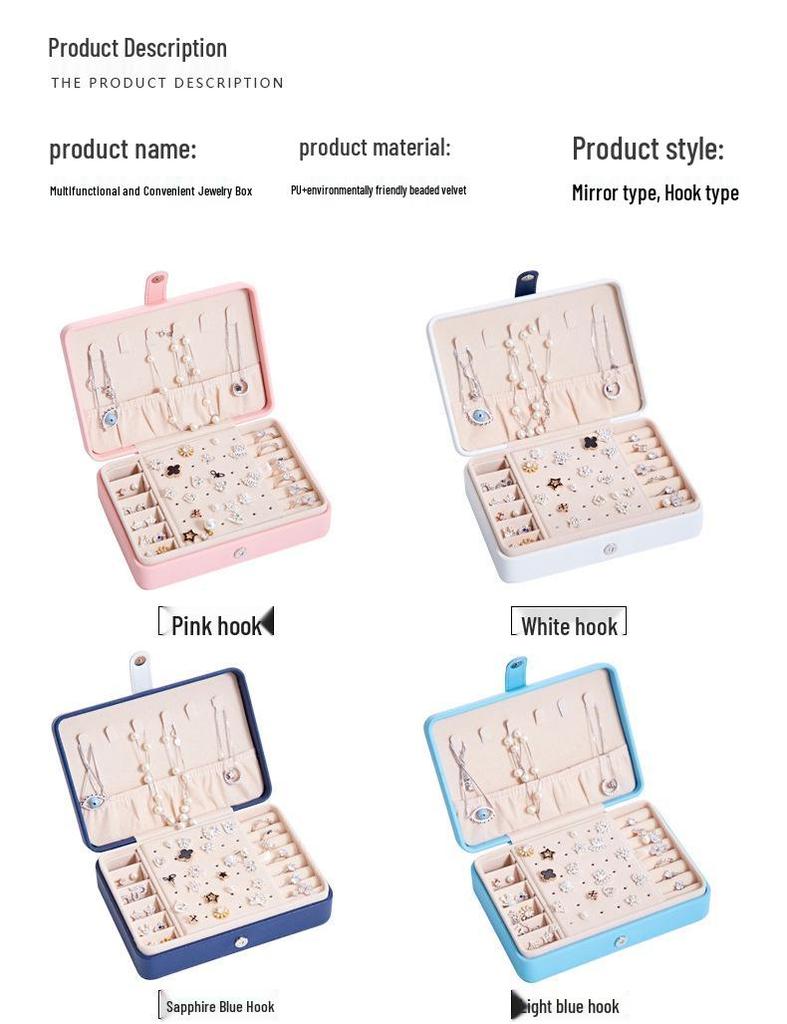 Portable PU Minimalist Jewelry Box for Studs and Rings - Multifunctional Storage Box