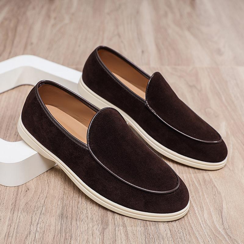 Fashion Men's Classic British Style Loafers Moccasins Men Casual Shoes Suede Leather Mens Light Comfortable Driving Flats