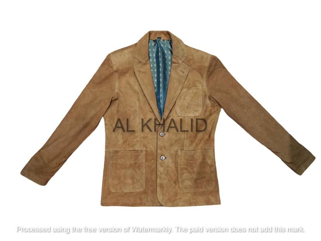 AL KHALID ELEGANT New Men's Brown Blazer 100% Soft Suede Lambskin Causal Slim Fit Coat Blazer
