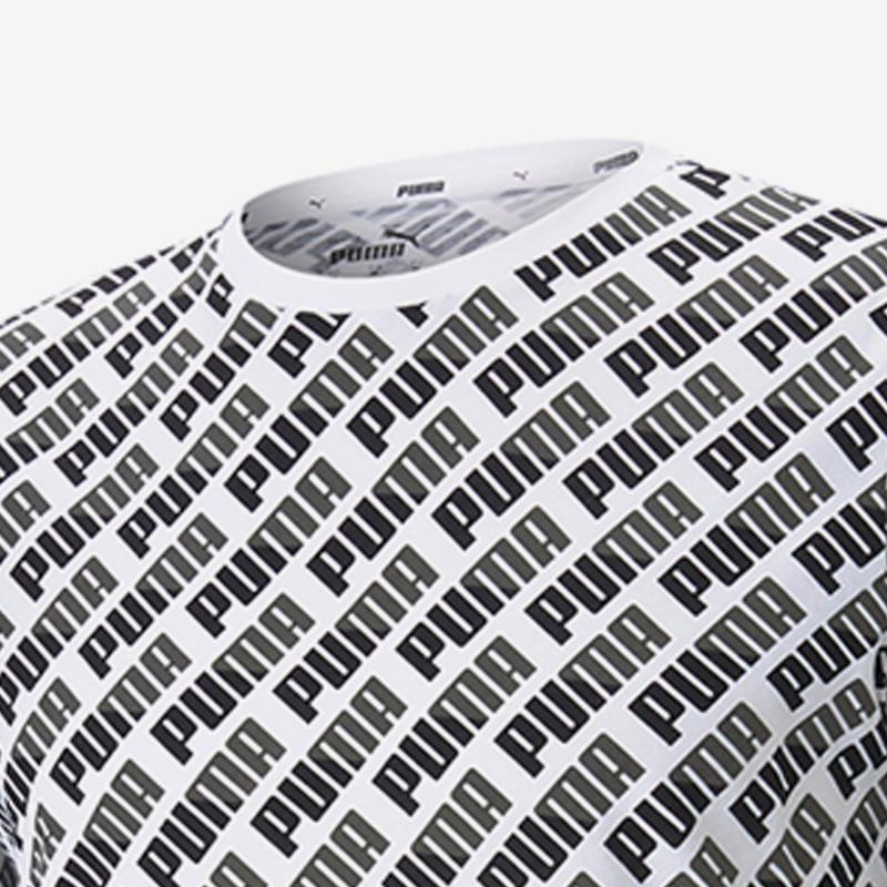Puma T-shirt Unisex a Maniche Corte con Stampa Integrale Morbida e Comoda Top Bianchi 588829-02