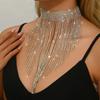 Exaggerated Heavy-Duty Diamond-Encrusted Long Tassel Necklace Fashionable Light-Luxury High-End Collarbone Chain