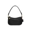 Swinger 20 Solid Color Zipper Closure Leather Mahjong Bag Shoulder Tote Bag Small Women Bags Black C2643-B4BK