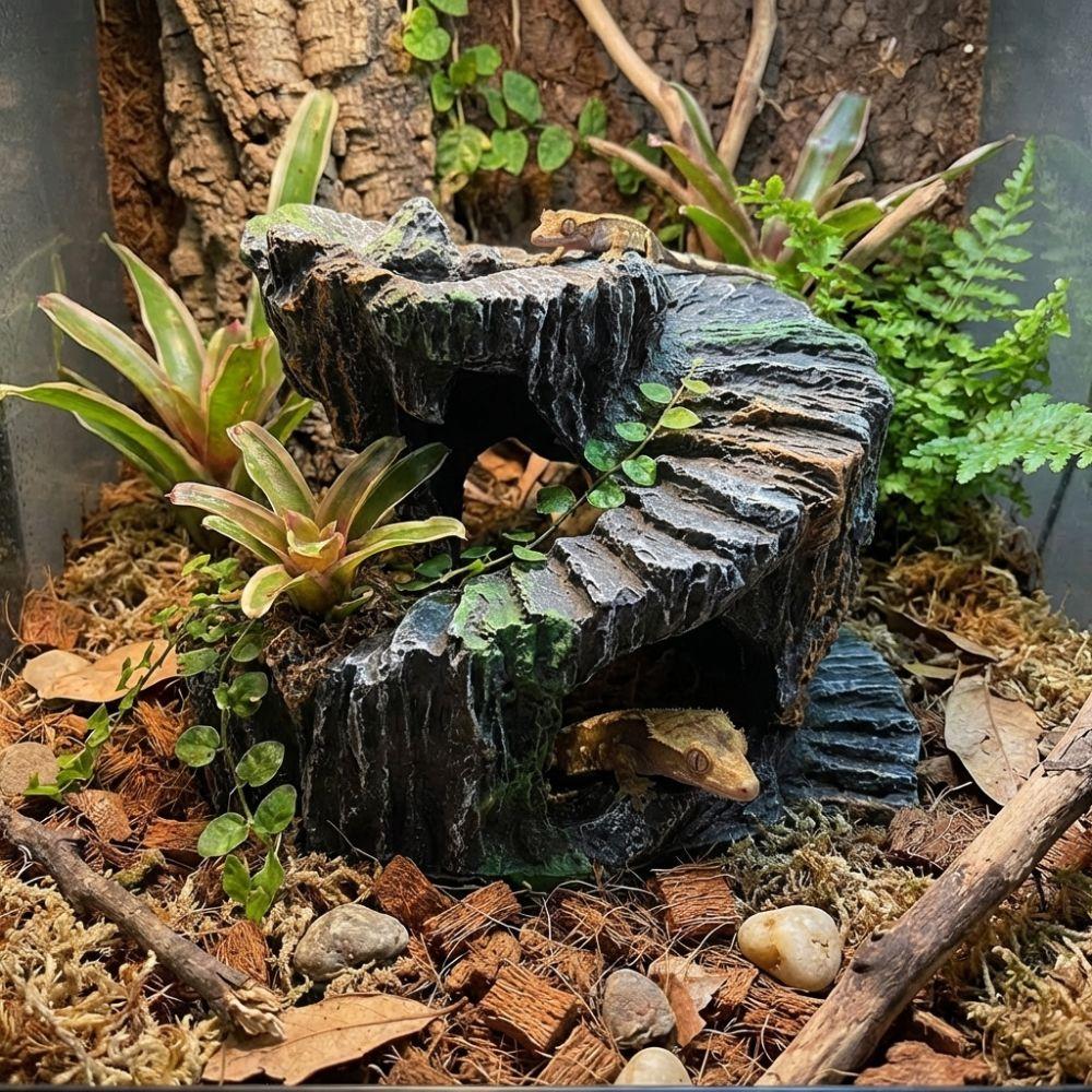 Non-Toxic Turtle Basking Platform Resin Reptile Hiding Cave Artificial Rock Cave  Reptile Habitats