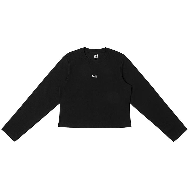 Lee Women s Comfort Fit Black Long Sleeve T-Shirt with Silver Logo S