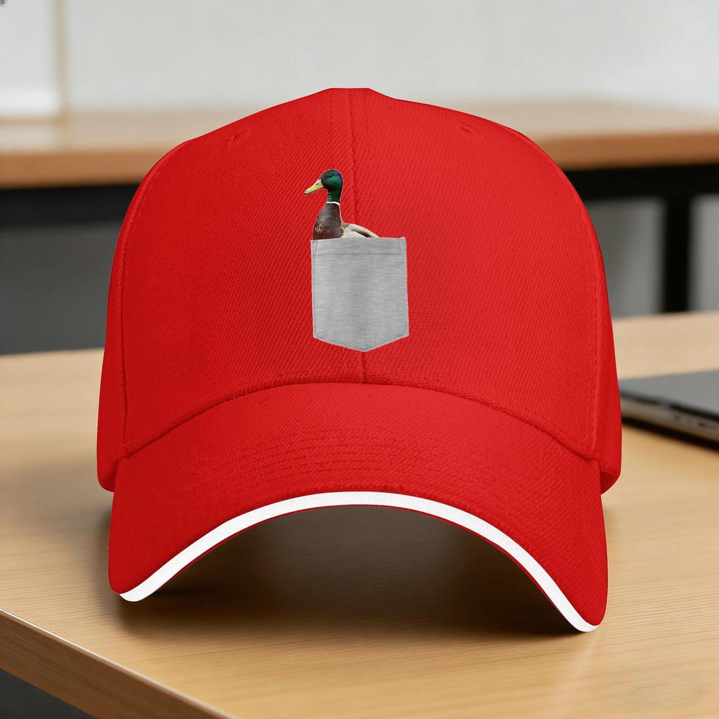 Your Pocket Funny Mallard Duck Peeking Ou Baseball Cap Vintage Female Male Design Hiking Fishing Baseball Caps Gift Idea