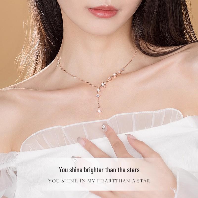 Elegante Sterlingsilber-Sternenhalskette für Damen - Perfektes Jubiläums-, Geburtstags- oder Valentinstagsgeschenk