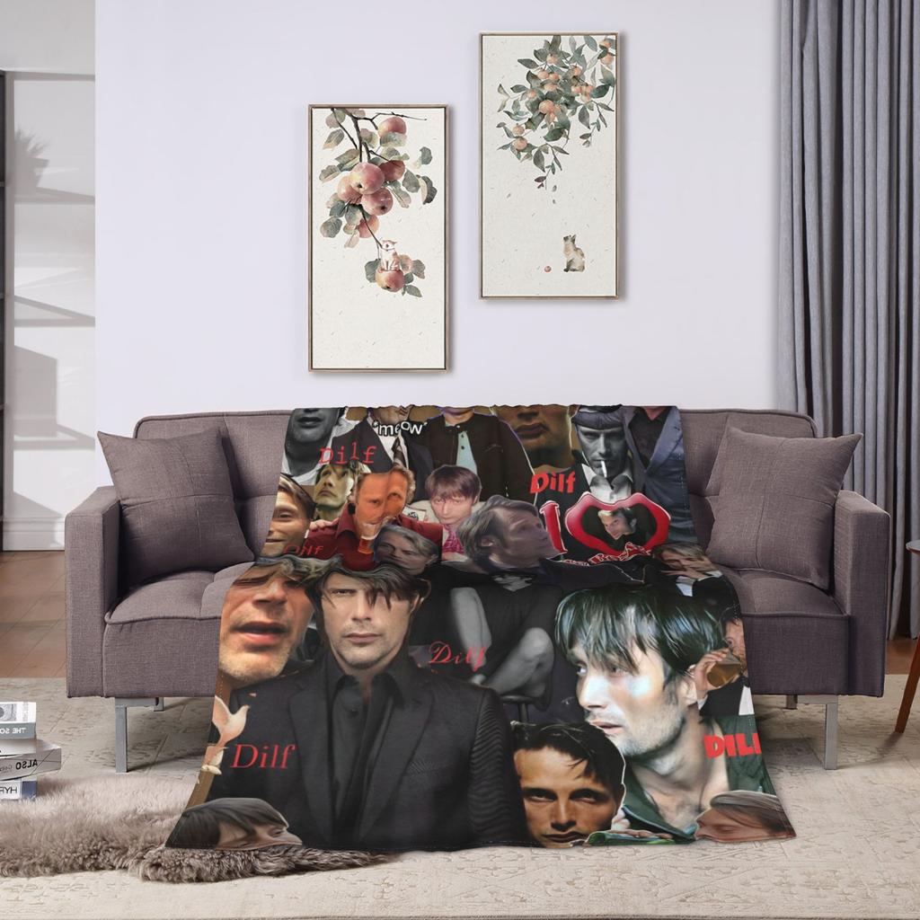 Warme Decken Camping Mads Mikkelsen Überwurfdecke Flanell Bettdecke Für Schlafzimmer Ästhetische Sofa Bettdecke