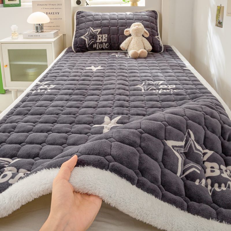 Autumn and winter milk velvet mattress cushion plus velvet mattress pad mattress pad household coral velvet thick warm1pcs