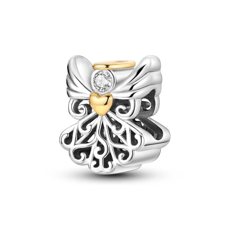 925 Silver Guardian Angel Charms Beads Angel Wings Drunk Angel DIY Bracelet Jewelry Gift for Birthday Lucky