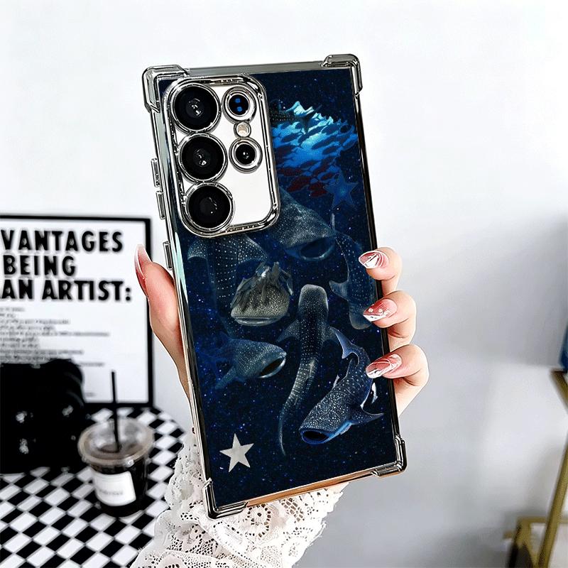 Ocean Whale Shark Soft Phone Case For Samsung Galaxy S26 Ultra S25 Edge S24 FE S23 Plus S22 S21 + S20 Plating Anti-Fall Fundas