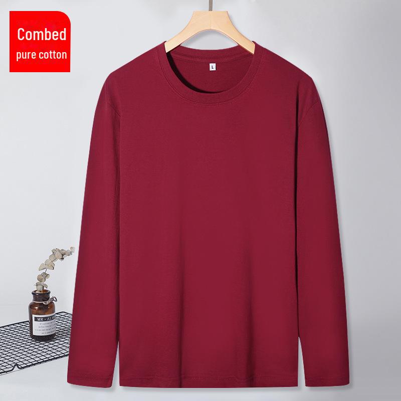 

Мужская белая хлопковая футболка с длинными рукавами и круглым вырезом - свободный крой, однотонный осенний топ 5XL