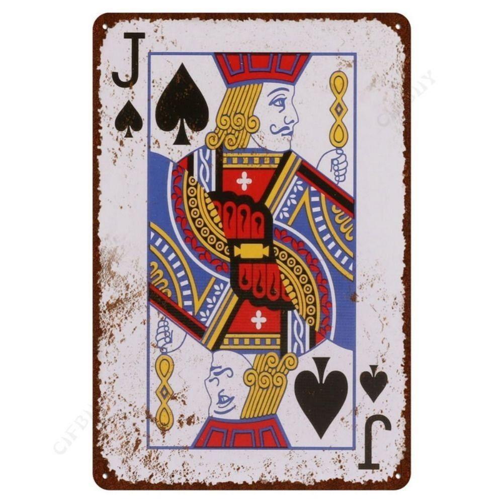 Spelkortsposter på väggen, metallplatta 20x30cm