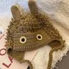 Winter Warm Knit Hat for Women Funny Monsters Hat Hooded Skull Hat Outdoor Activity Cap Windproof Headwear Pullover Hat
