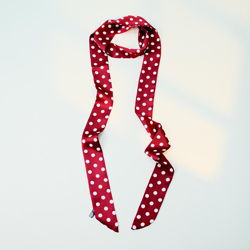 190cm Polka Dot Silk Scarf: Thin, Long, Versatile Ribbon for Hair, Waist, or Bag Accessory