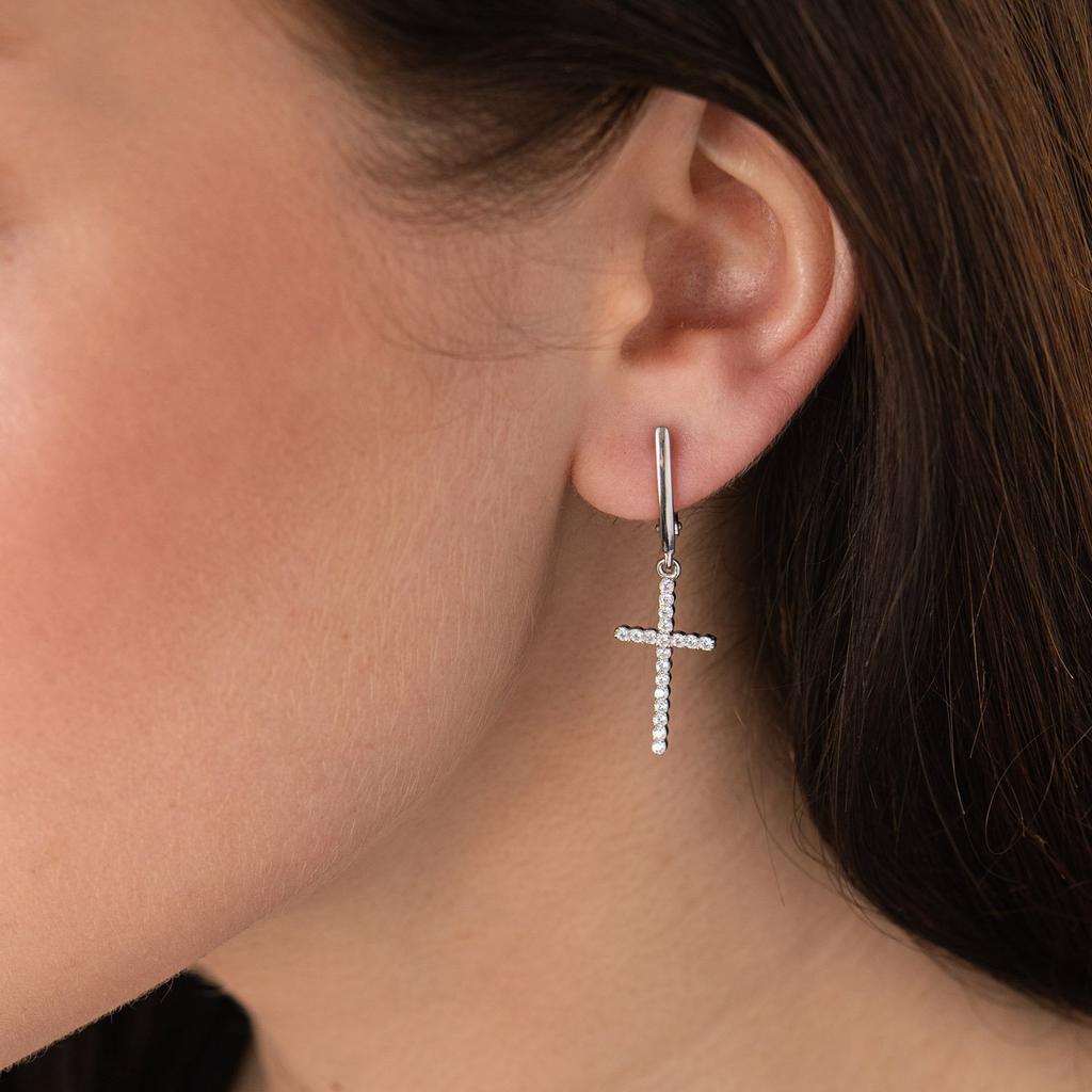 Satın alın Серебряные серьги Крестики с фианитами Oniks | Joom