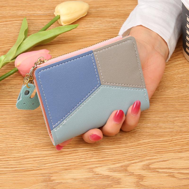 Stylish Women's Short Zipper Wallet with Tassel - Korean Version, Color Block Design, Versatile Coin Purse & Card Holder