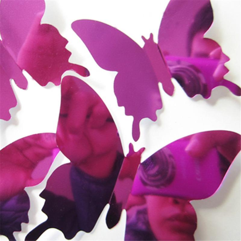 12Pcs/Set Creative Modern Style Butterfly Combination Decal 3D Mirror Acrylic Home Decor Diy Art Wall Stickers