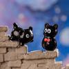 Cute Cartoon Resin Black Cat Figurine Mini Animal Ornaments Car Mounted Kids Children Toy Crafts Gift Desktop Home Decoration