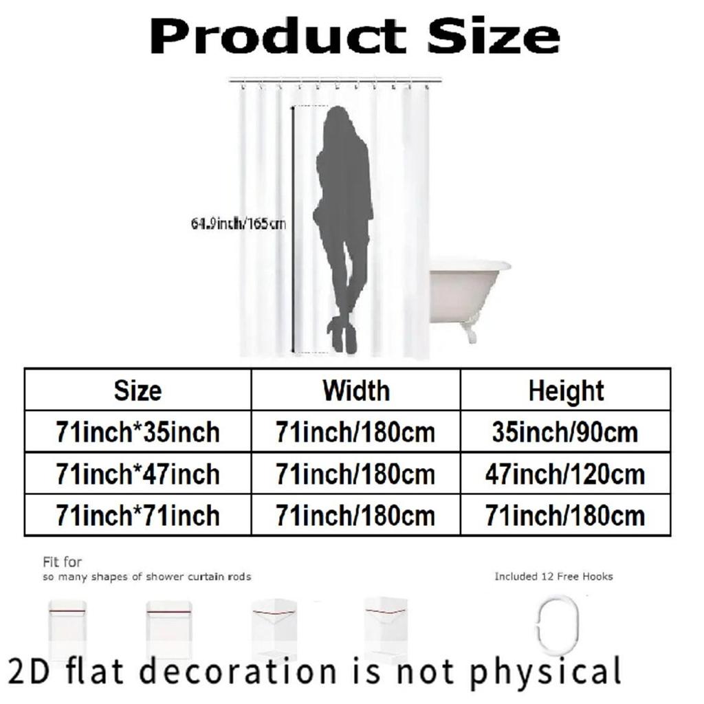 2D Flat, 2D Flat Shower Curtain, 1pc, Blue Tree Branch and Leaf Print Shower Curtain with 12 Hooks, Made of, Featuring Window an
