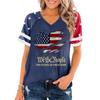 Top pullover da donna con scollo a V e maniche corte con stampa grafica We The 250 Years of Flag
