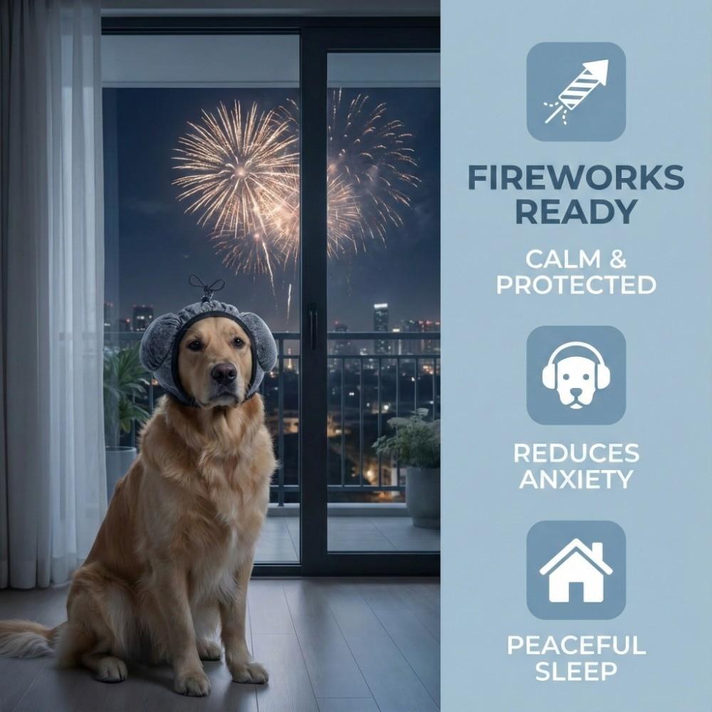 New Noise Protection Dog Ear Muffs Snug Fit Soundproof Dog Calming Hood Adjustable Cups Dog Anti-Startle Cover Bathing Use