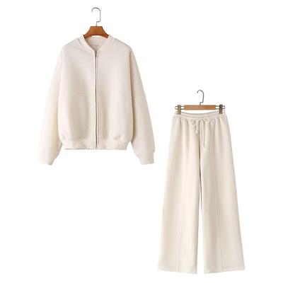 Sweat Suits Pant Sets for Women 2 Pieces Outfit Oversize Zipper Sweatshirts Set Women Jogger Straight Sweatpants Tracksuit