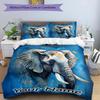 3PC Custom Name Elegant Elephant Artwork Bedding Set Printed Bedding Set Duvet Cover Closure Includes 1 Duvet Cover & 2 Pillowcases for All Seasons Be