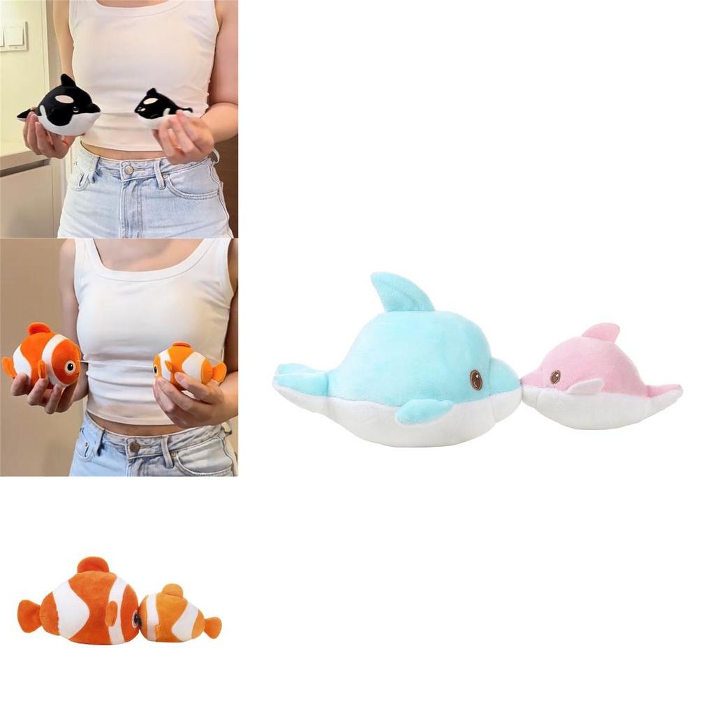 Kepelon Ocean Animal Plush Toy Cute Clown Fish Shark And Dolphin Stuffed Animals For Kids Vibrating And Huggable!