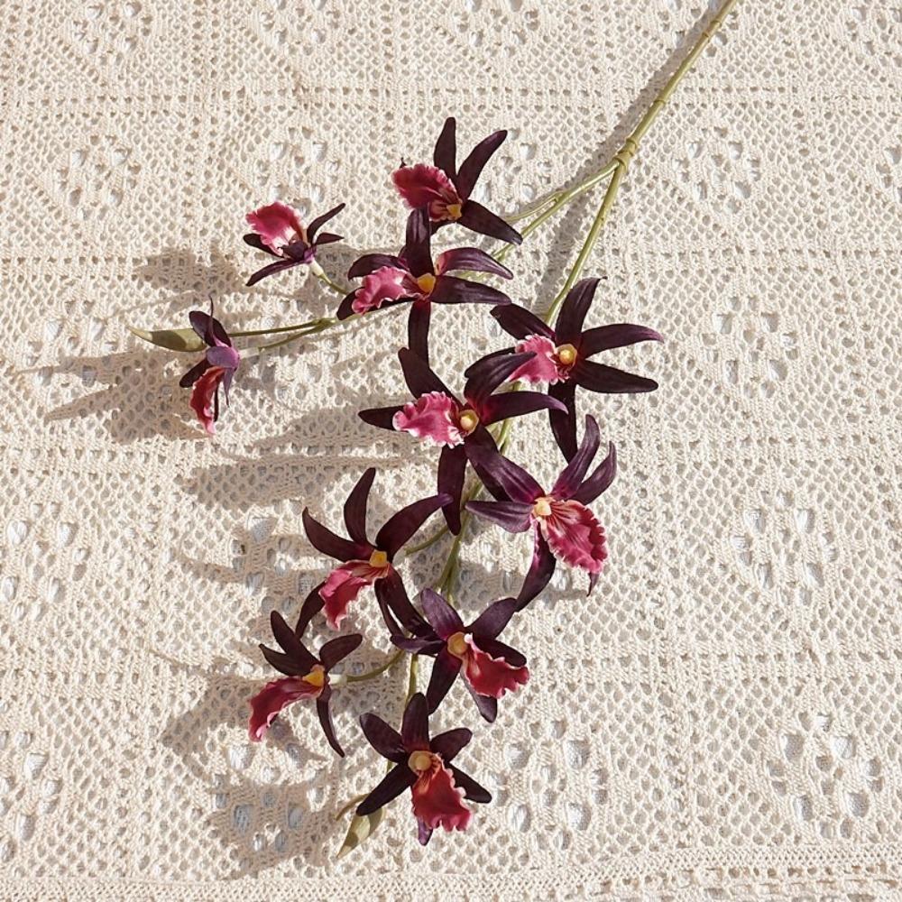 Real Touch Artificial Dendrobium Branch 2 Fork Fake Flowers Simulation Orchids  Wedding Party Decor