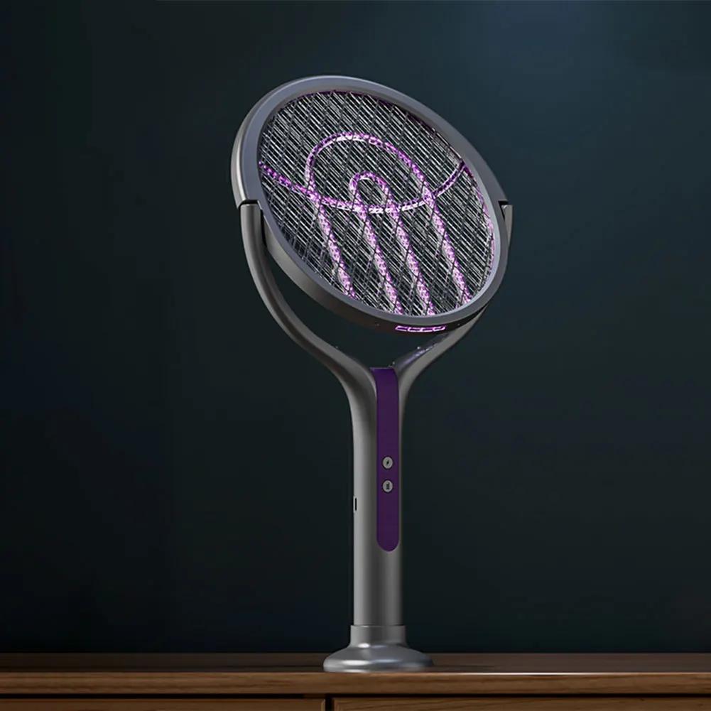 Rotating Head Electric Fly Swatter Rechargeable Fly Zapper 2 In 1 Fly Killer and Mosquito Trap Lamp for Indoor and Outdoor