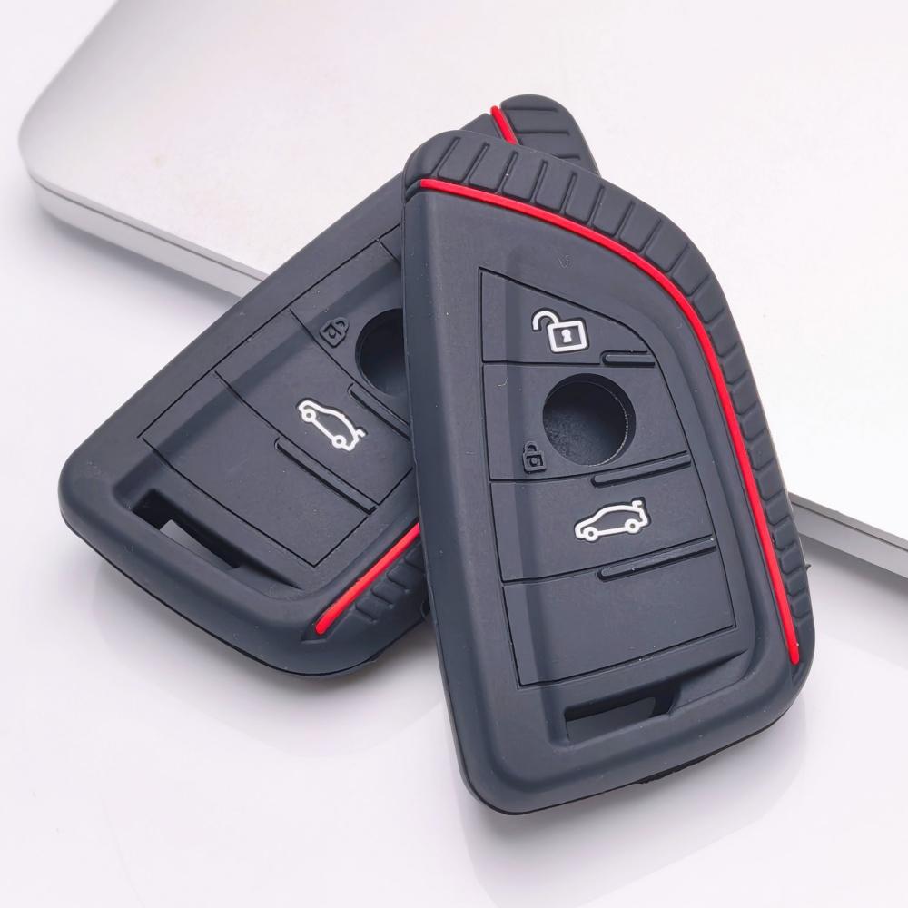 Silicone Key Fob Cover Compatible with BMW 1 2 3 4 5 6 7 Series X1 X2 X3 X4 X5 X6 X7 M5 M6 GT3 GT5 Smart Remote Key This Soft Protective Case Fits